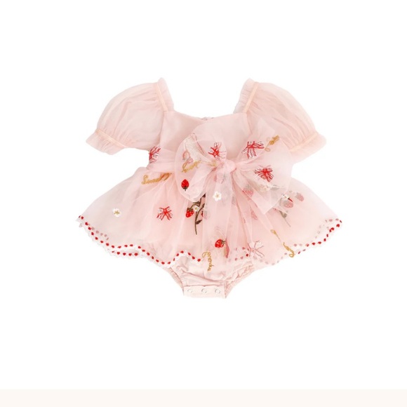 Strawberry Fields Pink Baby Girl Romper - Picture 6 of 8